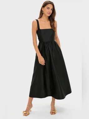 Tuckernuck NWT Black Dupioni Esme Midi Sleeveless Dress Sz L